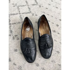 Santoni Tassel Loafers Dress Shoes Men's Size 9‎ Black Slip On 421620